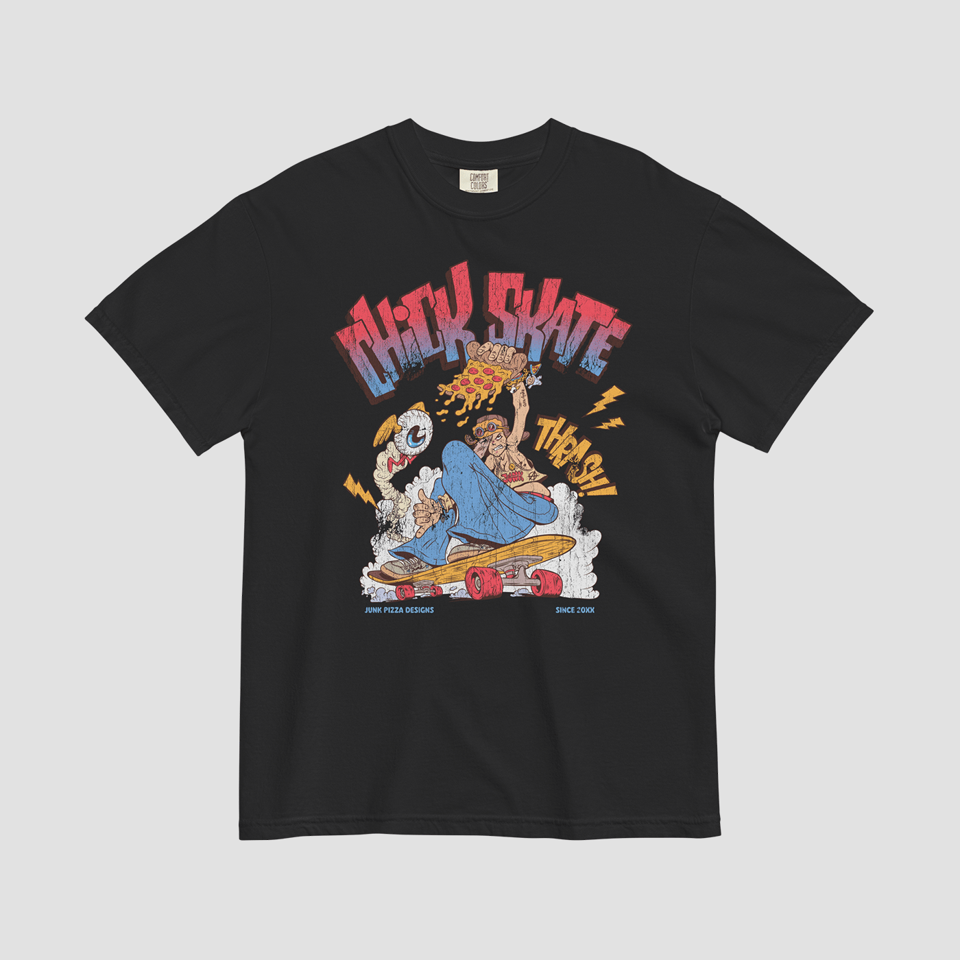 Chick Skate Graphic Tee - Junk Pizza