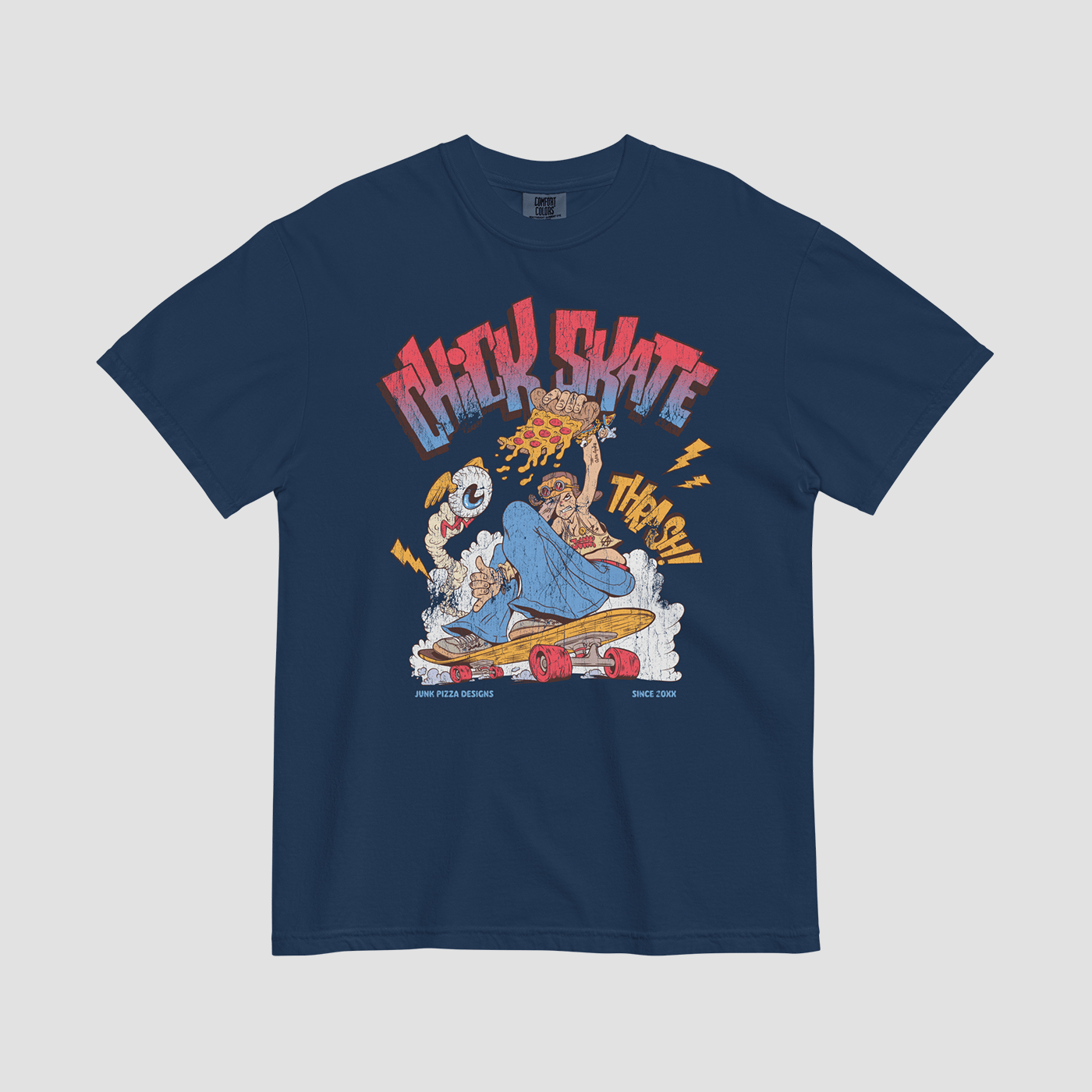 Chick Skate Graphic Tee - Junk Pizza