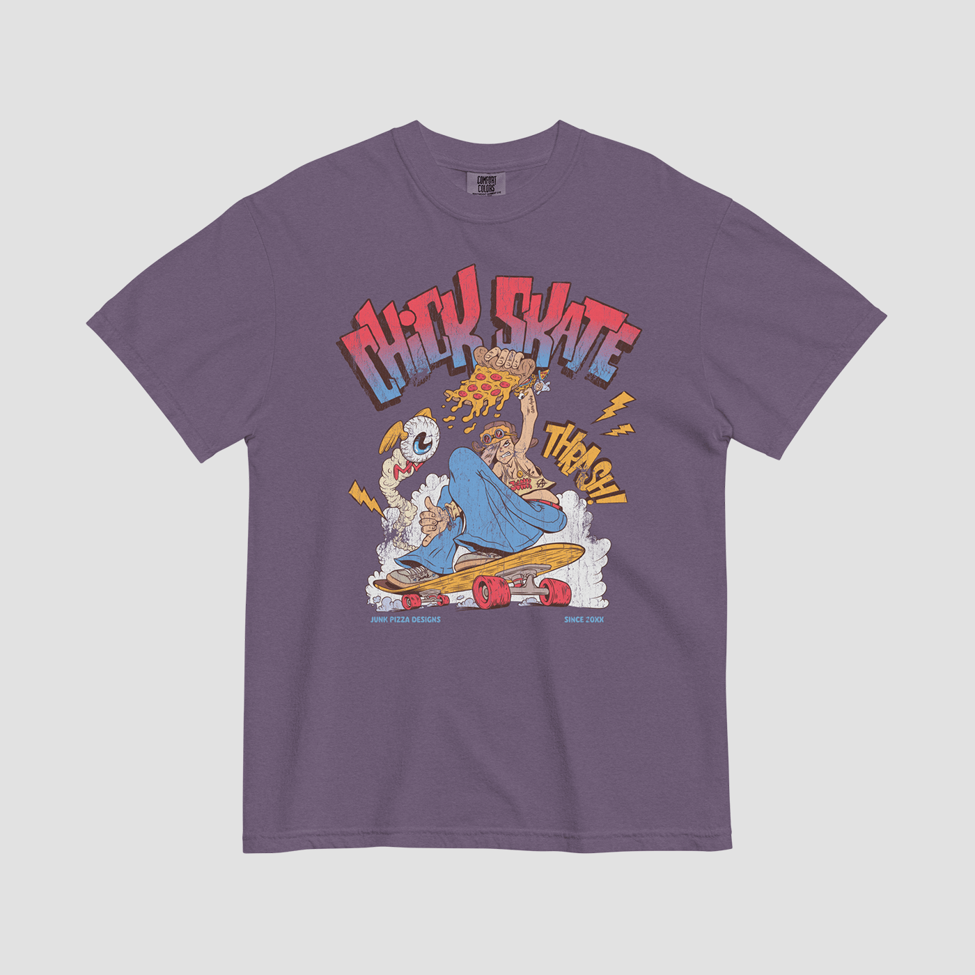 Chick Skate Graphic Tee - Junk Pizza