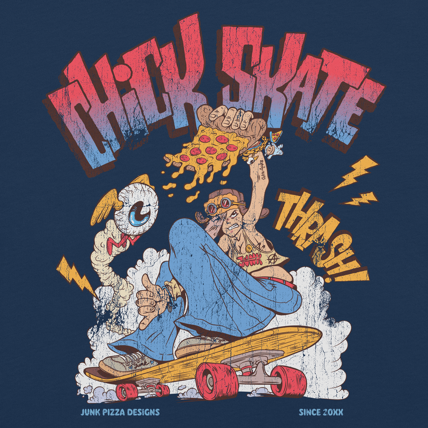 Chick Skate Graphic Tee - Junk Pizza