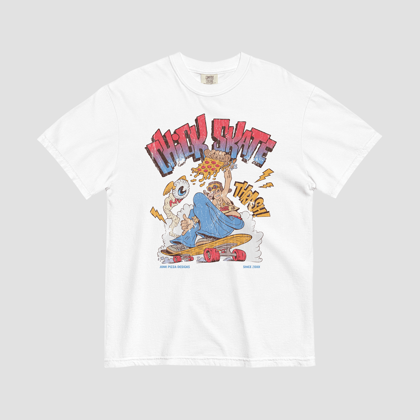 Chick Skate Graphic Tee - Junk Pizza