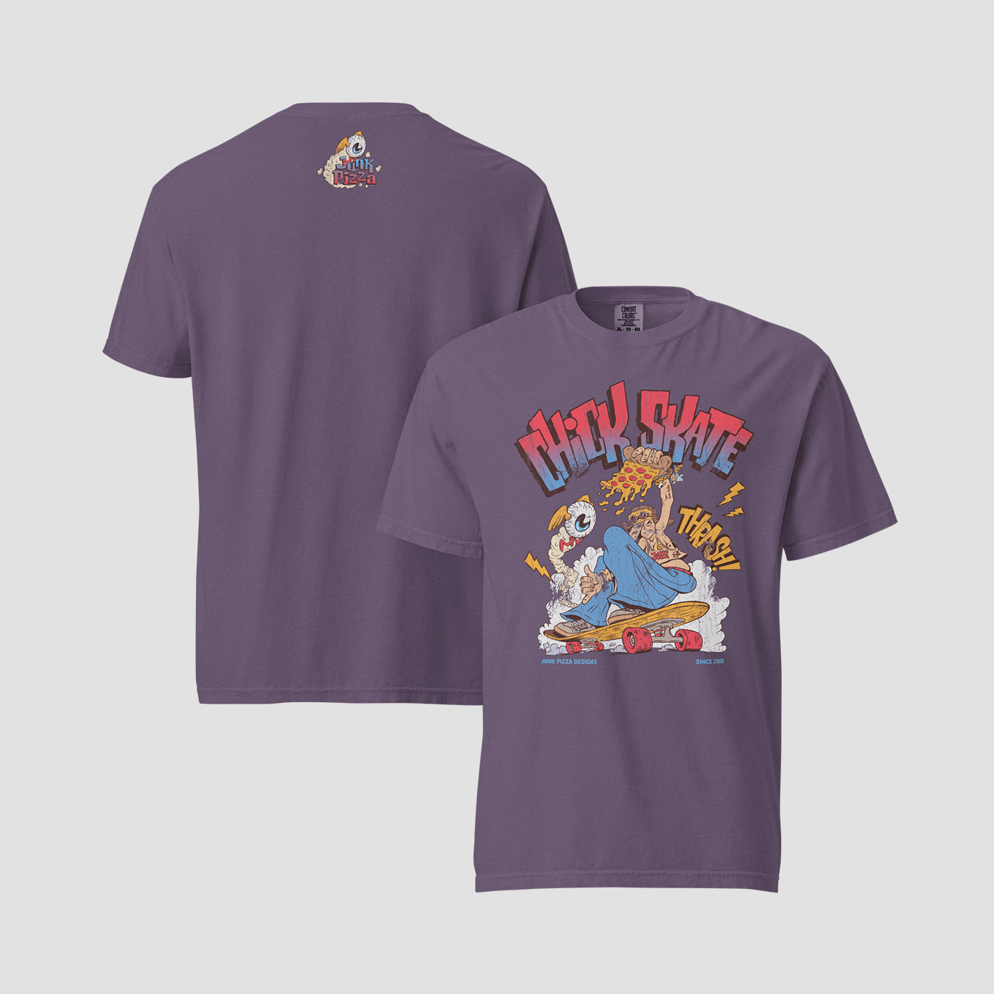 Chick Skate Graphic Tee - Junk Pizza