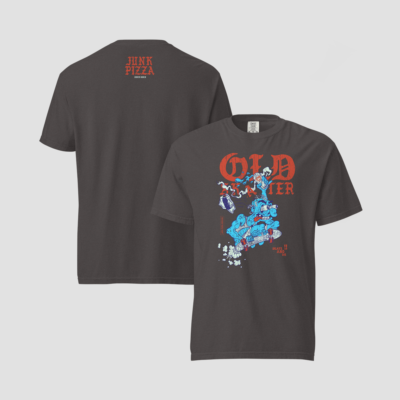 Old Skater Dark Vintage Graphic Tee - Junk Pizza