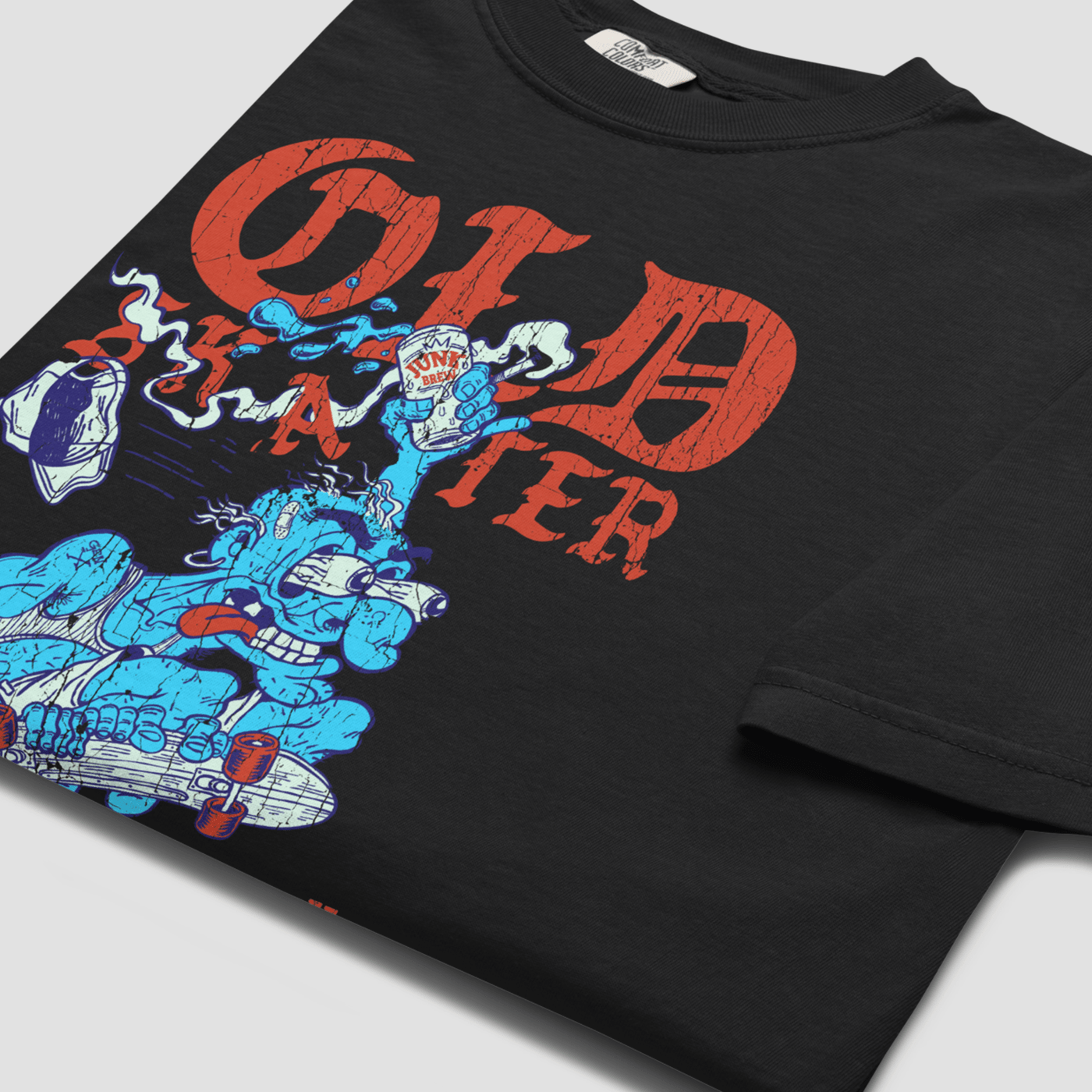 Old Skater Dark Vintage Graphic Tee - Junk Pizza