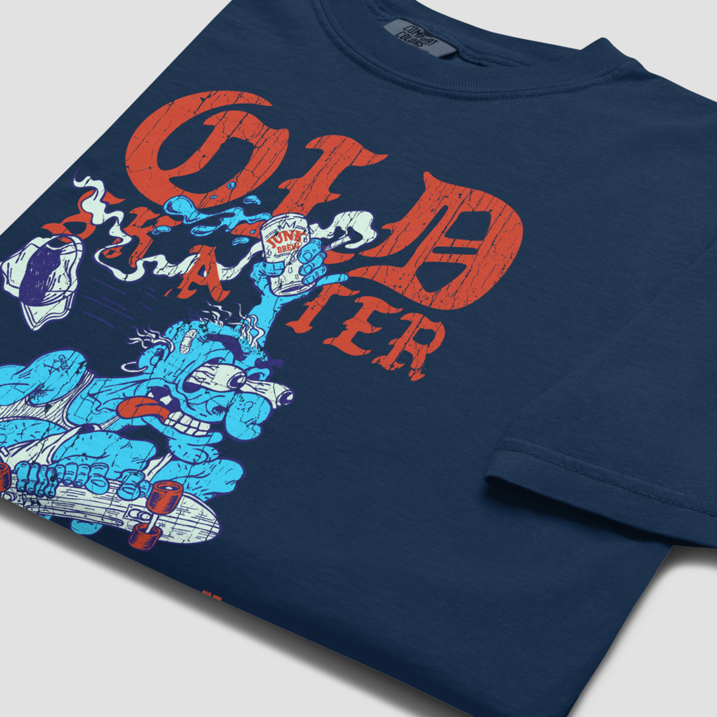 Old Skater Dark Vintage Graphic Tee - Junk Pizza