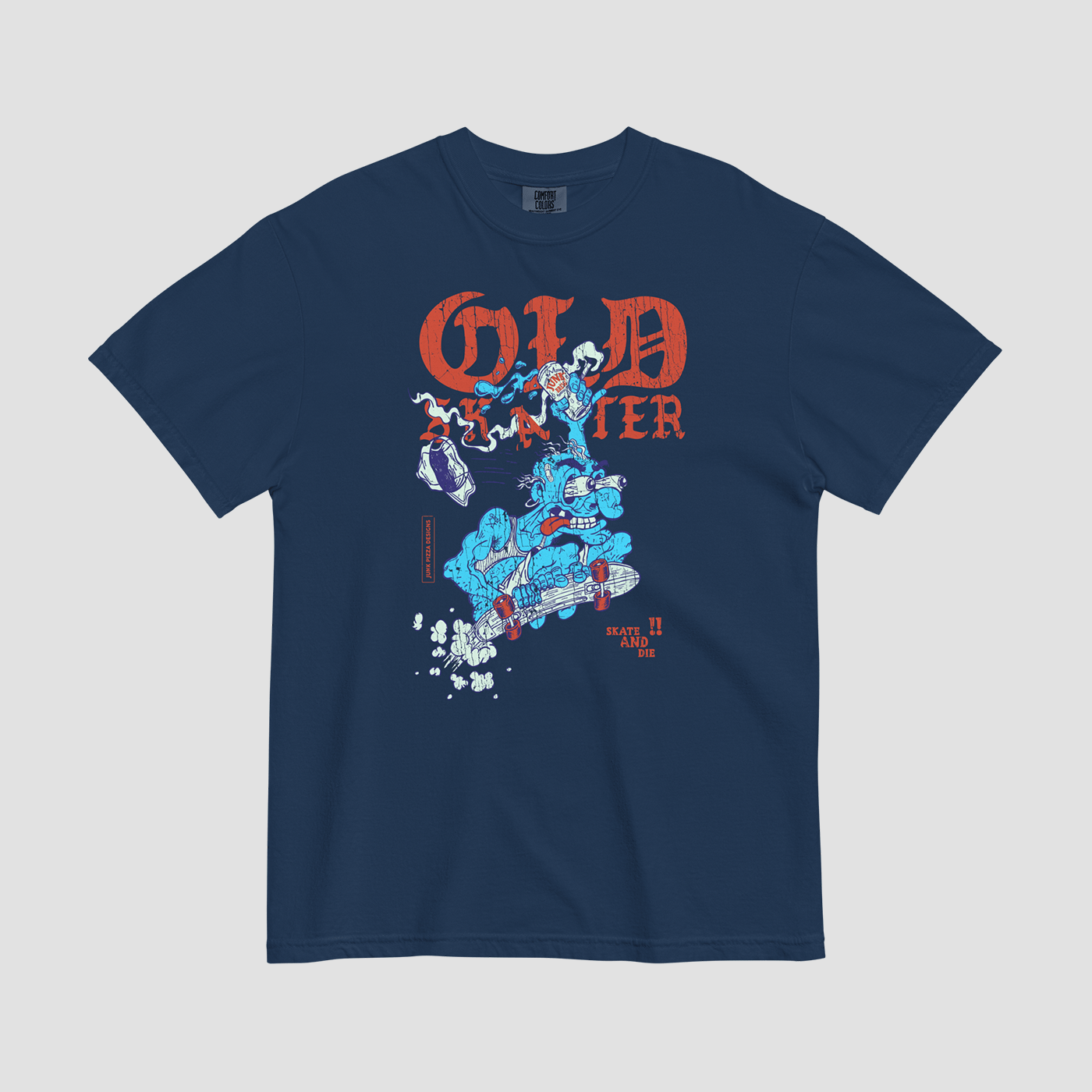 Old Skater Dark Vintage Graphic Tee - Junk Pizza