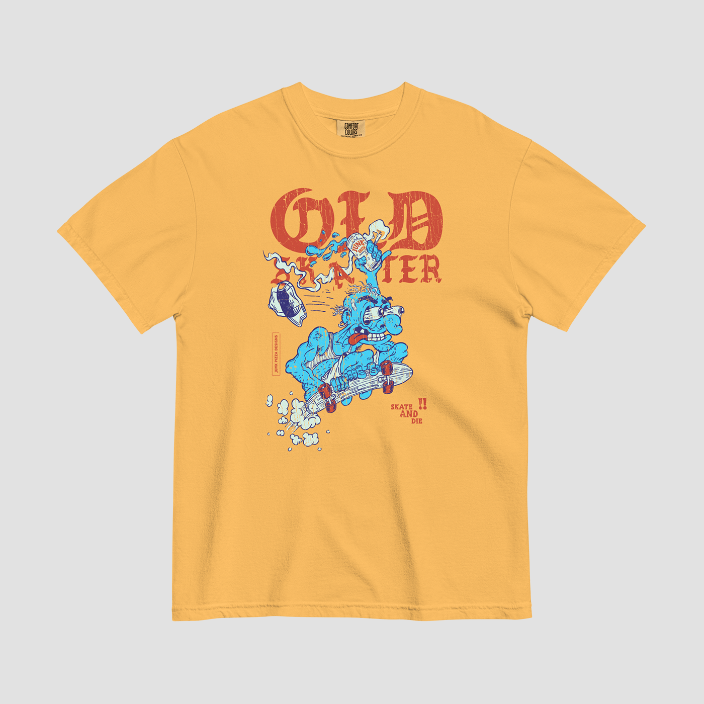 Old Skater Dark Vintage Graphic Tee - Junk Pizza