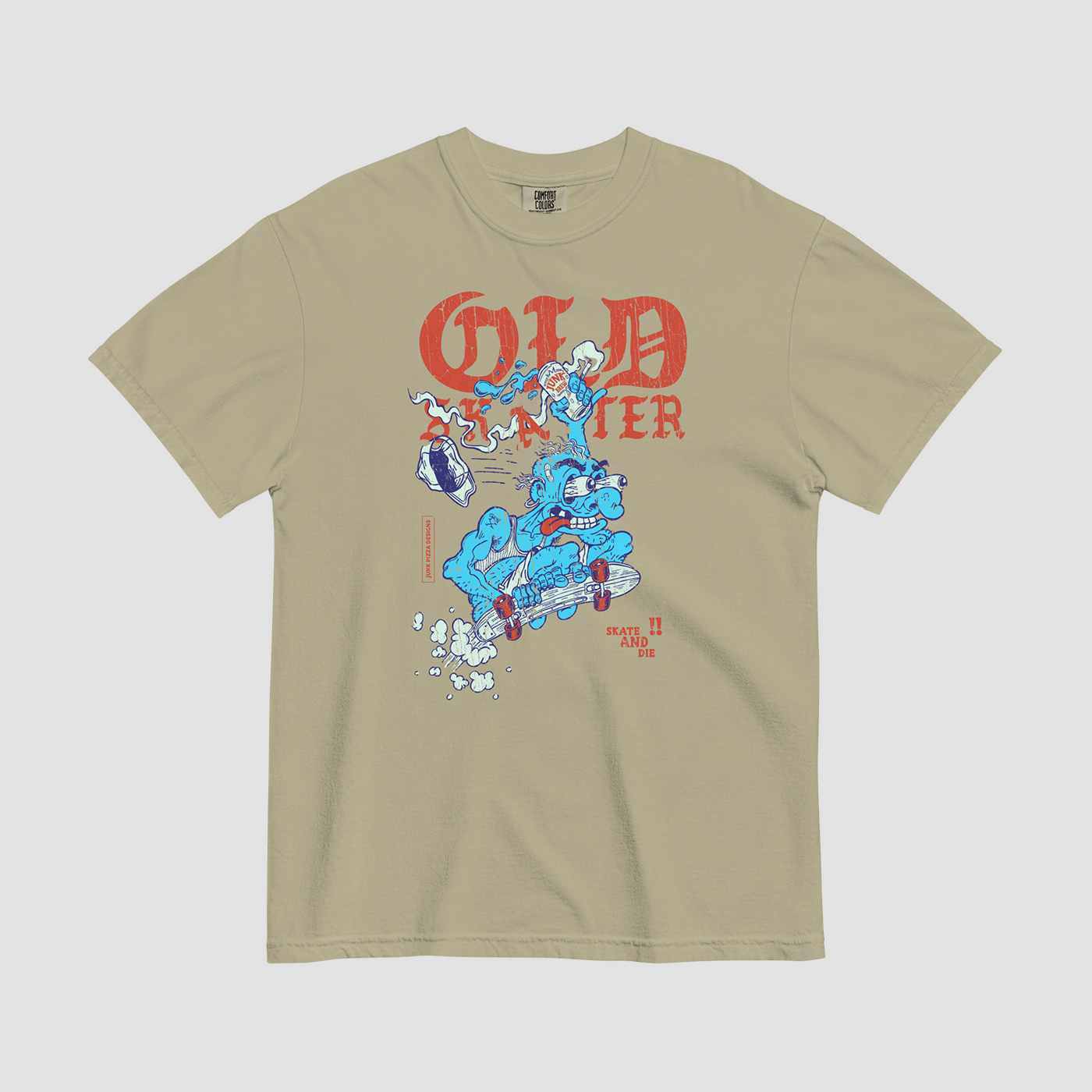 Old Skater Dark Vintage Graphic Tee - Junk Pizza