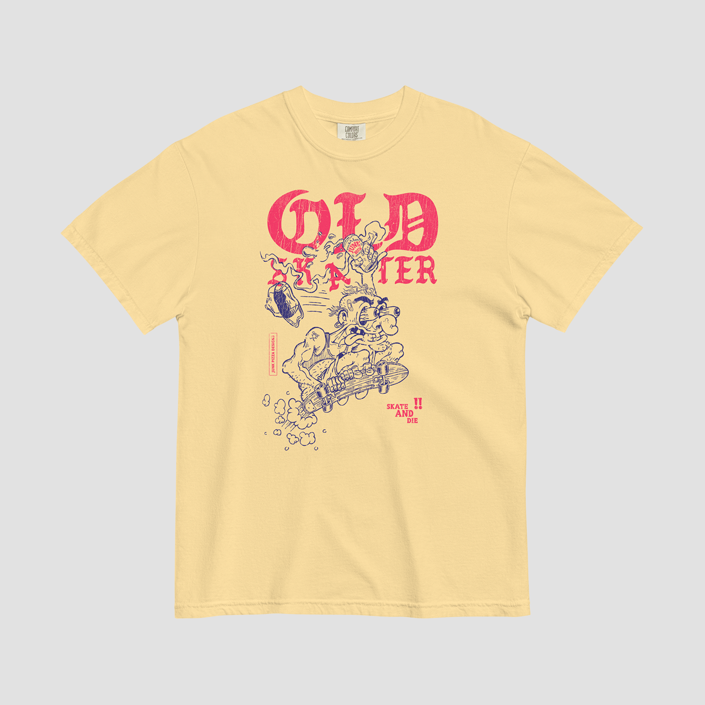 Old Skater Vintage Print Graphic Tee - Junk Pizza