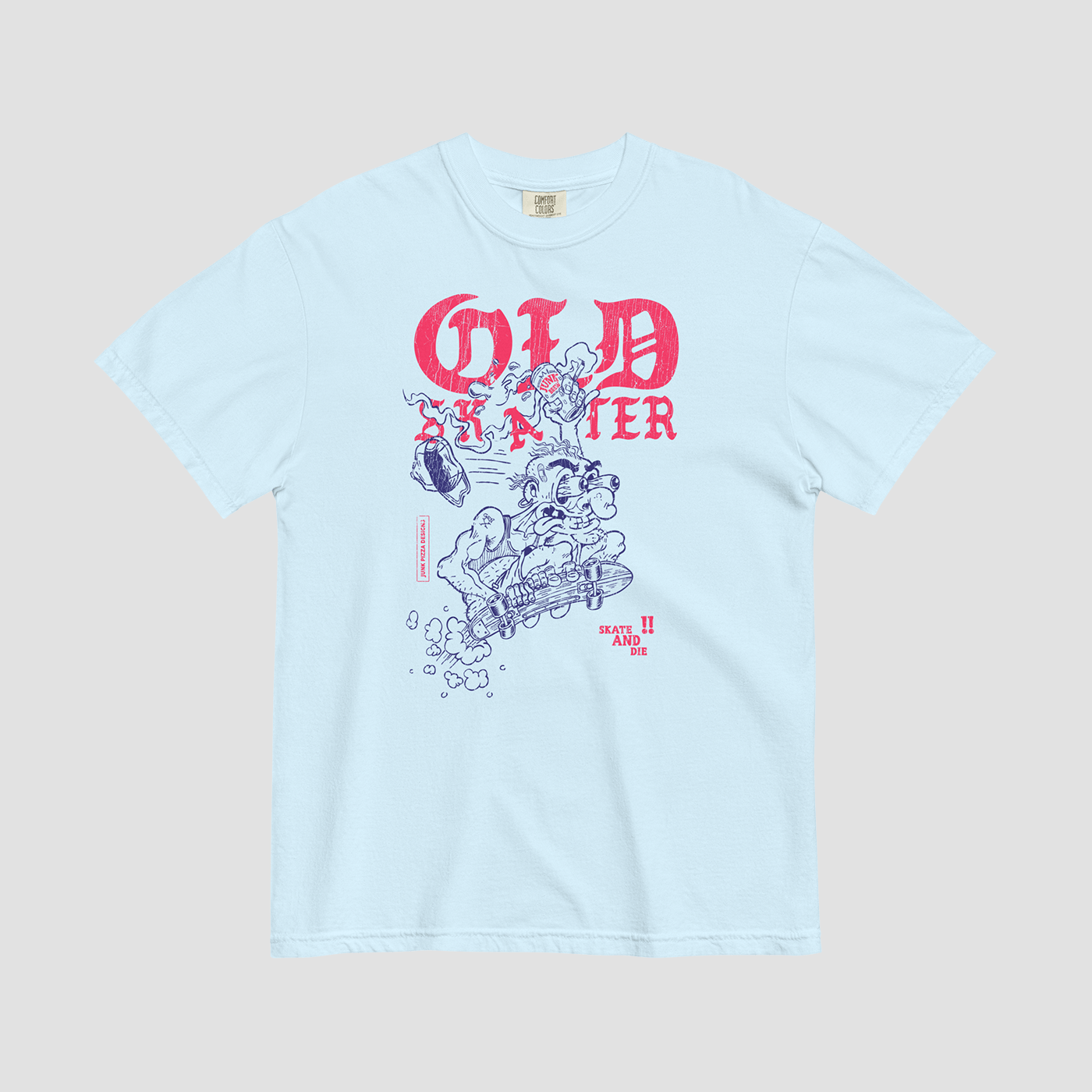 Old Skater Vintage Print Graphic Tee - Junk Pizza