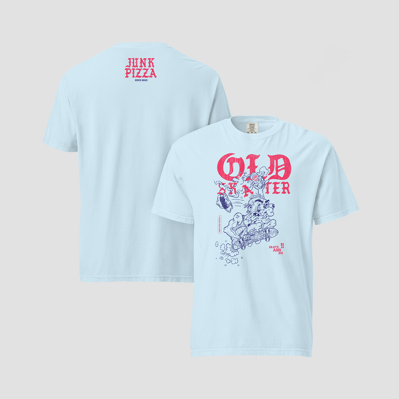 Old Skater Vintage Print Graphic Tee - Junk Pizza