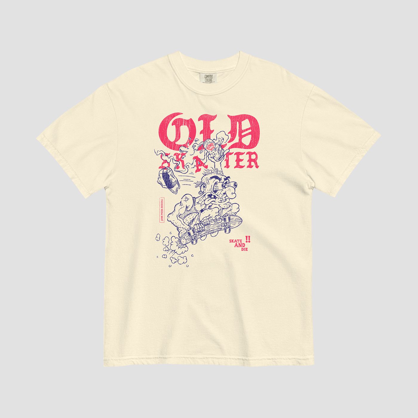 Old Skater Vintage Print Graphic Tee - Junk Pizza