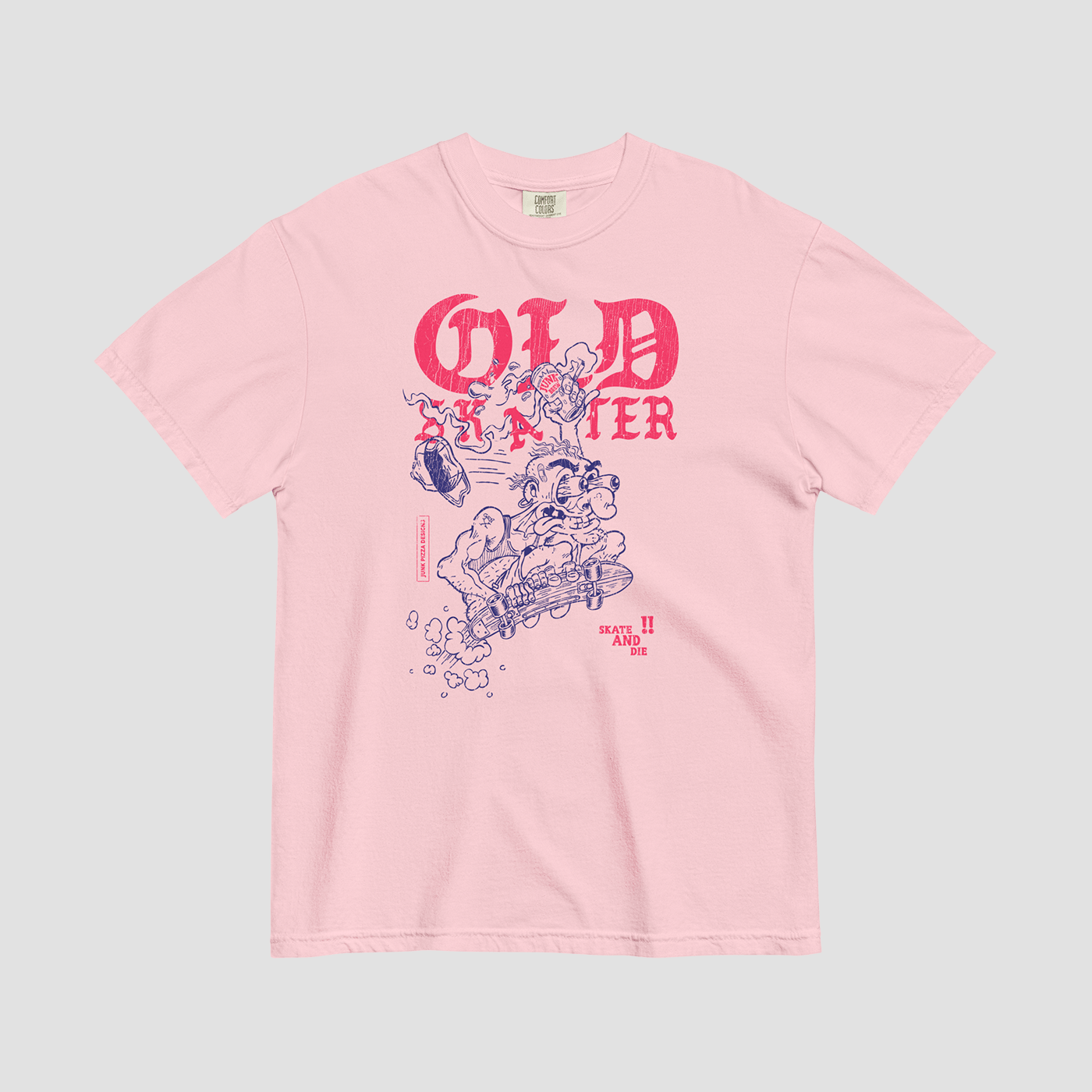 Old Skater Vintage Print Graphic Tee - Junk Pizza