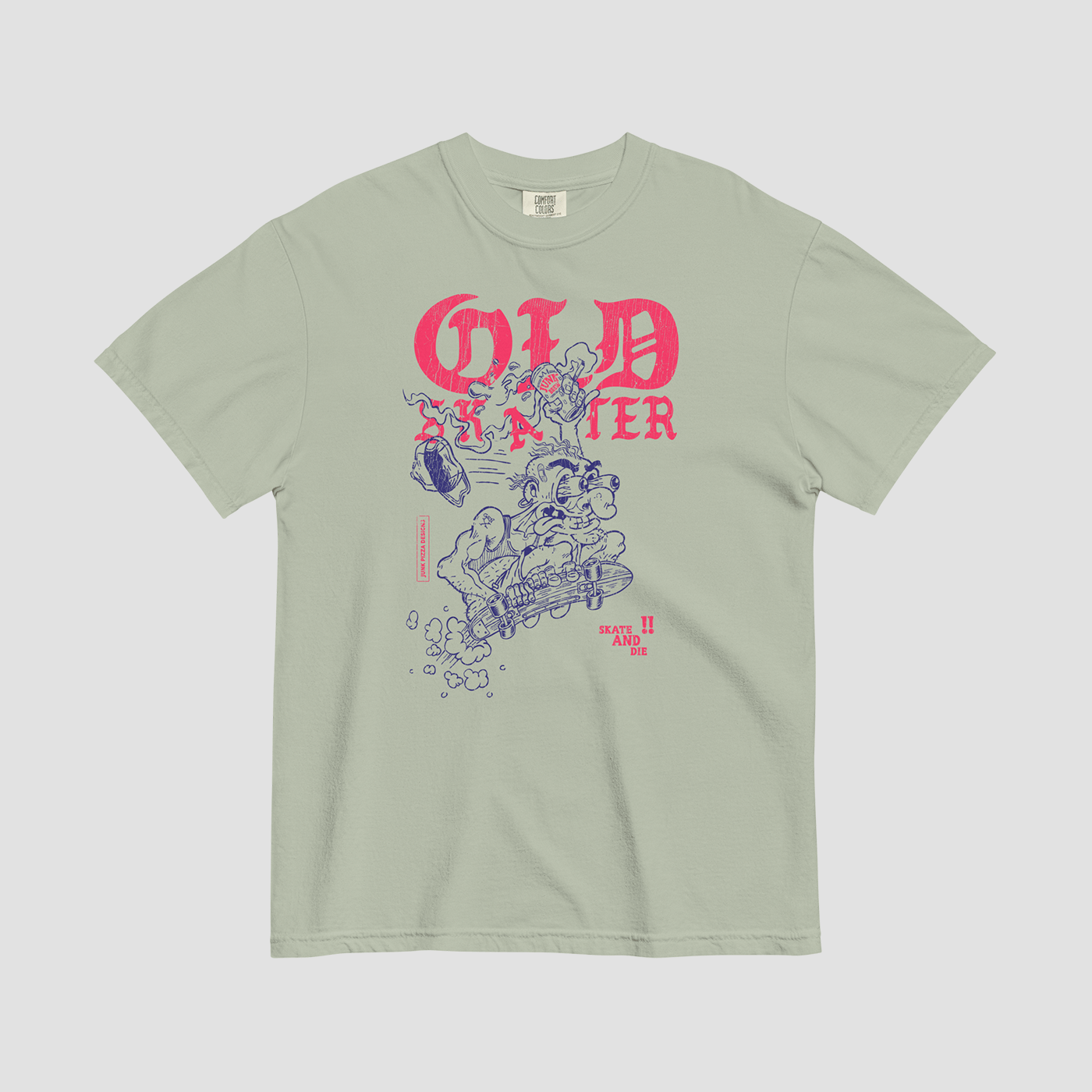 Old Skater Vintage Print Graphic Tee - Junk Pizza