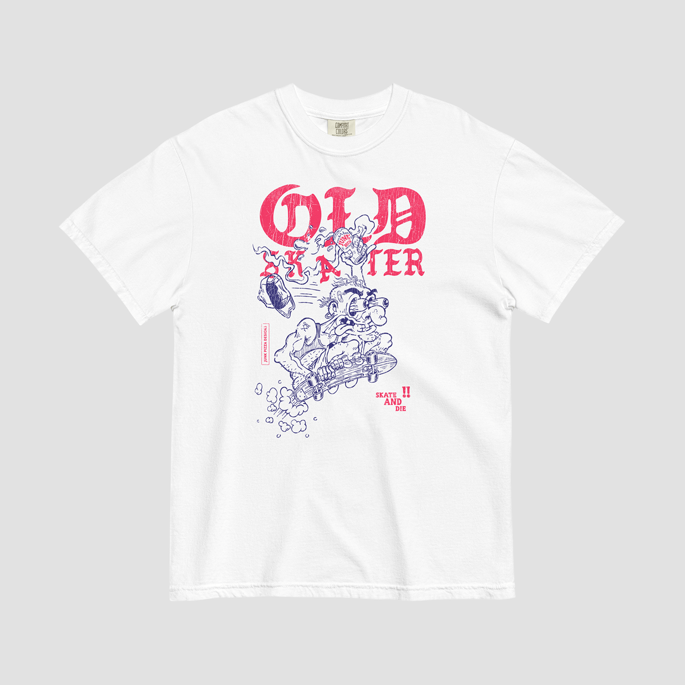 Old Skater Vintage Print Graphic Tee - Junk Pizza